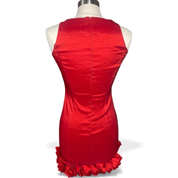Vintage Jessica McClintock Red Cocktail Dress Ruffle Hem Evening Dress size 6 - Picture 3 of 9